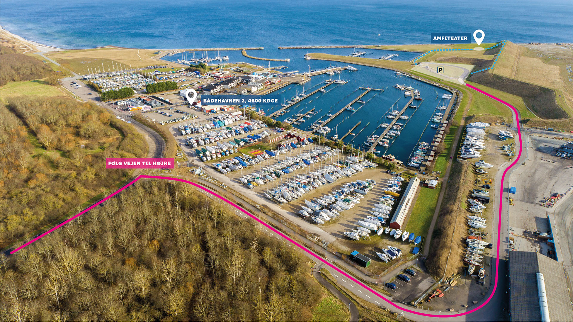 Kort over Køge Marina